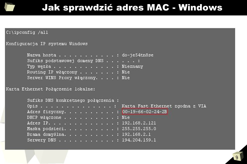 Jak sprawdzić adres MAC - Windows