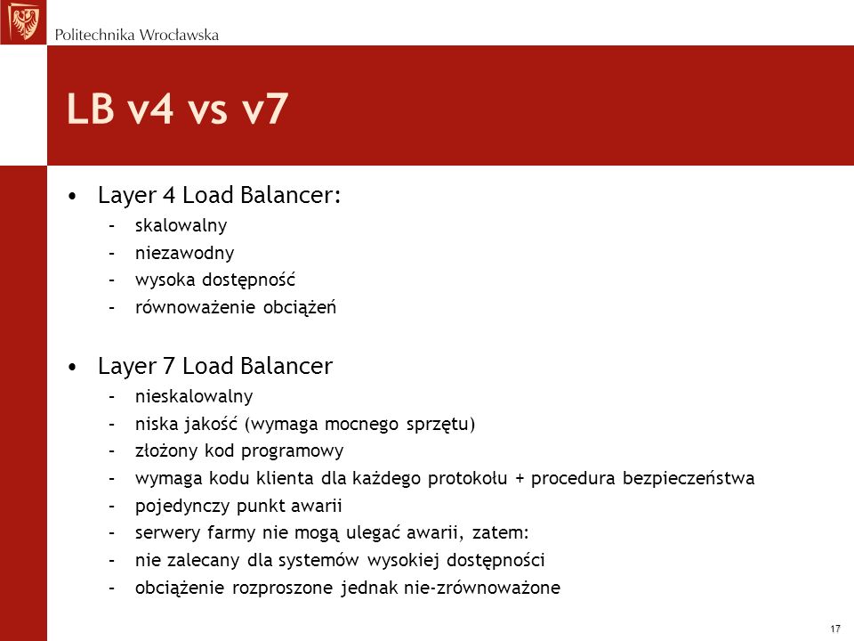 LB v4 vs v7 Layer 4 Load Balancer: Layer 7 Load Balancer skalowalny