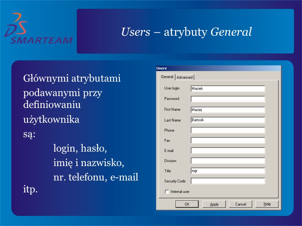 Users – atrybuty General
