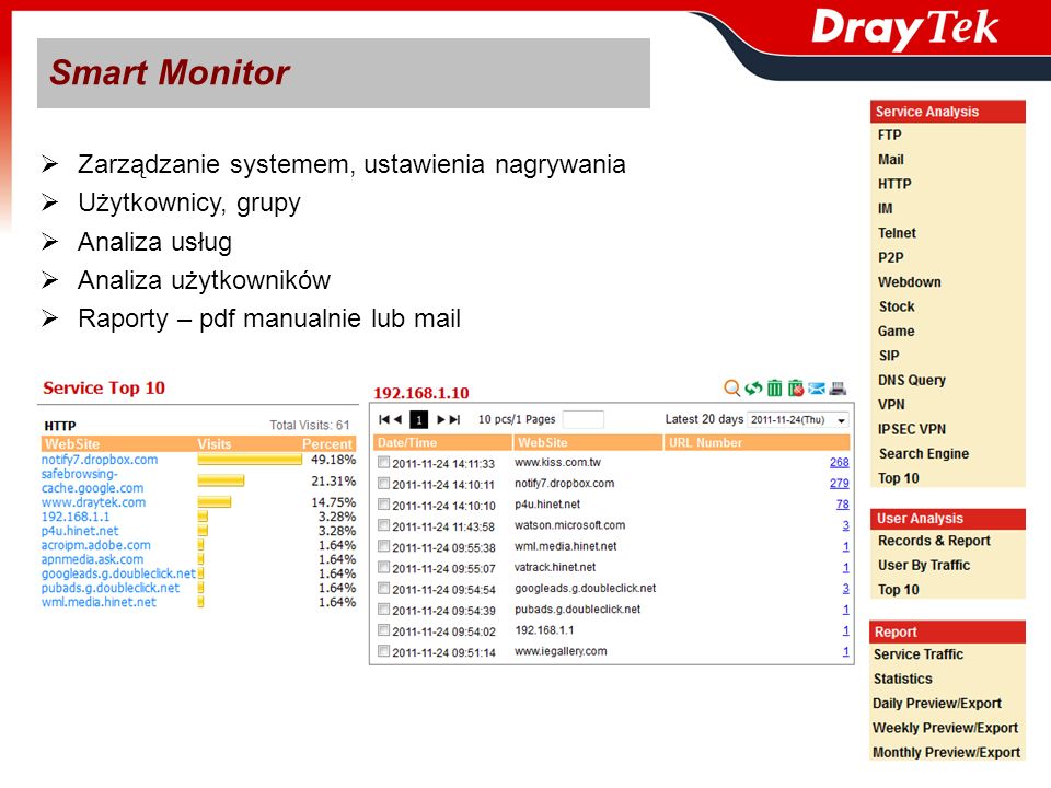 Smart Monitor Zarządzanie systemem, ustawienia nagrywania