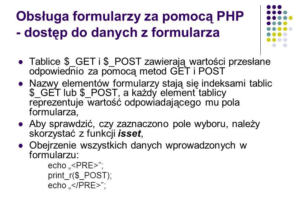 Obsługa formularzy za pomocą PHP - dostęp do danych z formularza