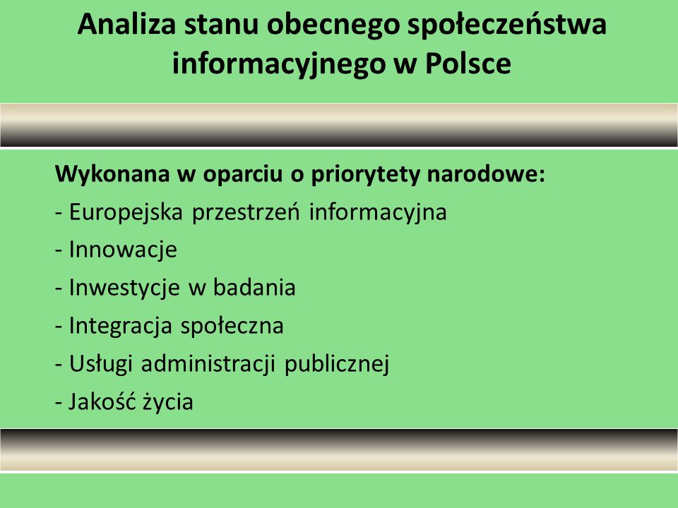 Analiza stanu obecnego społeczeństwa informacyjnego w Polsce