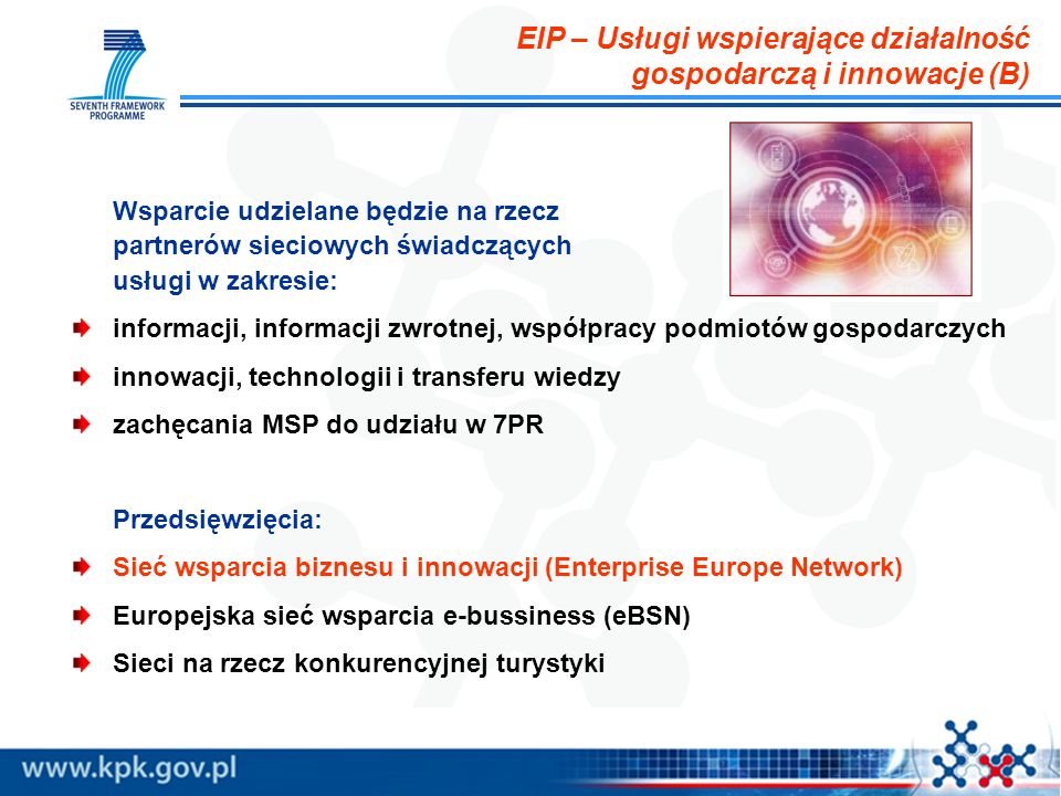 EIP – Usługi wspierające działalność gospodarczą i innowacje (B)