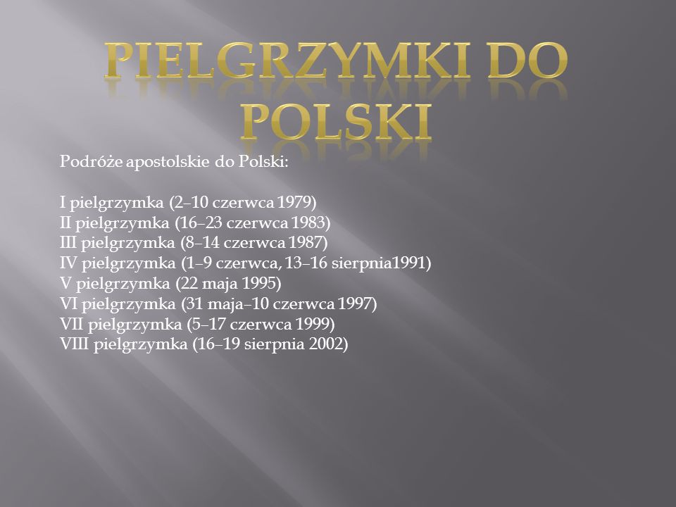 Pielgrzymki do polski Podróże apostolskie do Polski: