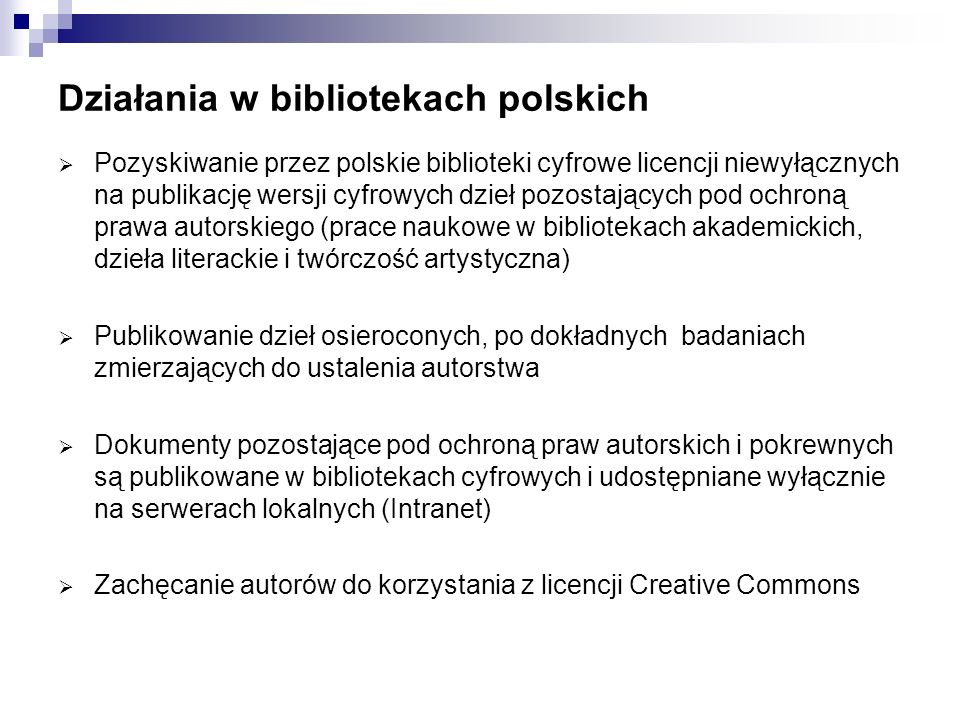 Działania w bibliotekach polskich