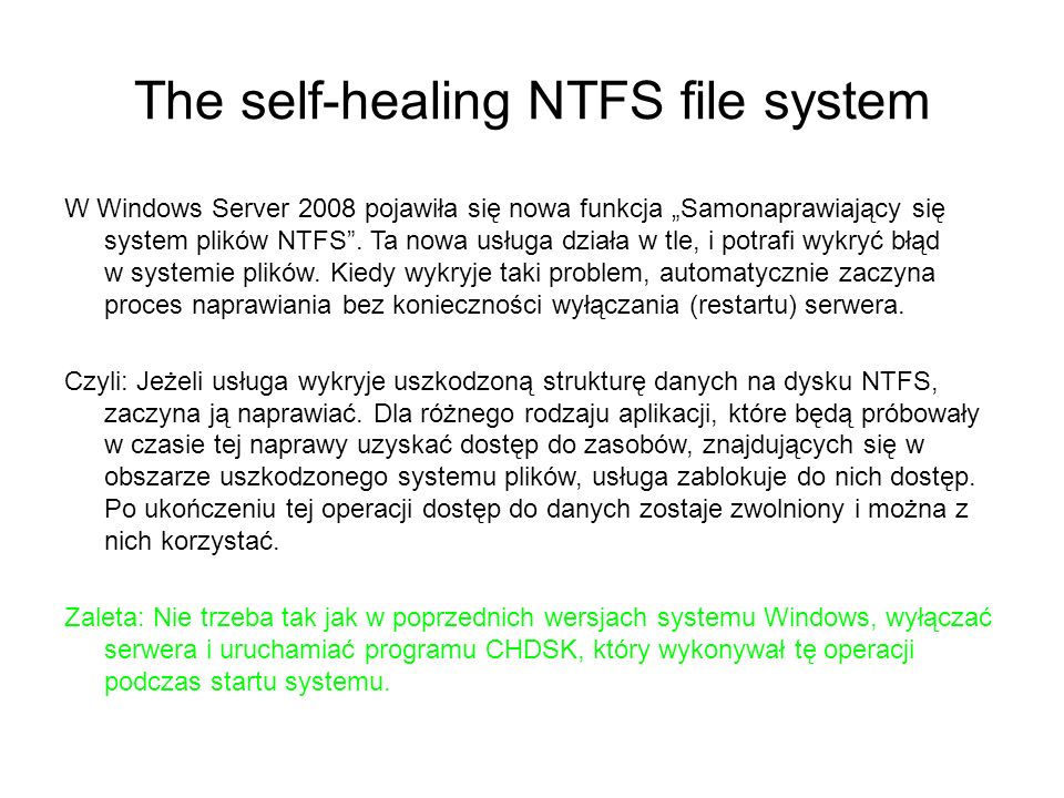 The self-healing NTFS file system