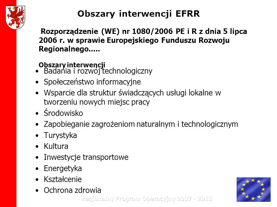 Obszary interwencji EFRR