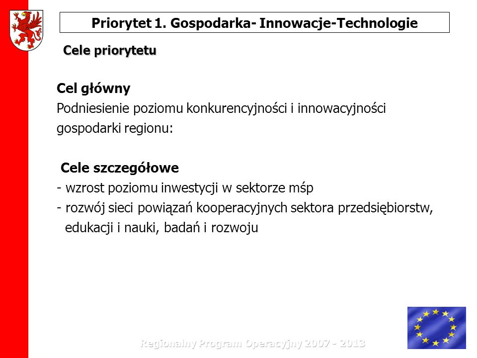 Priorytet 1. Gospodarka- Innowacje-Technologie
