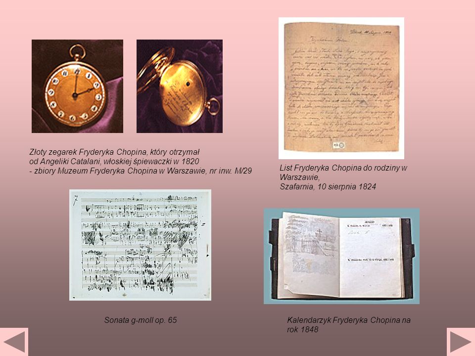 Złoty zegarek Fryderyka Chopina, który otrzymał od Angeliki Catalani, włoskiej śpiewaczki w zbiory Muzeum Fryderyka Chopina w Warszawie, nr inw. M/29