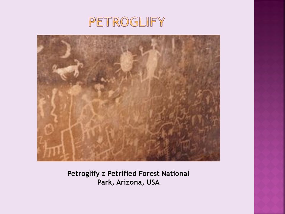 Petroglify z Petrified Forest National Park, Arizona, USA