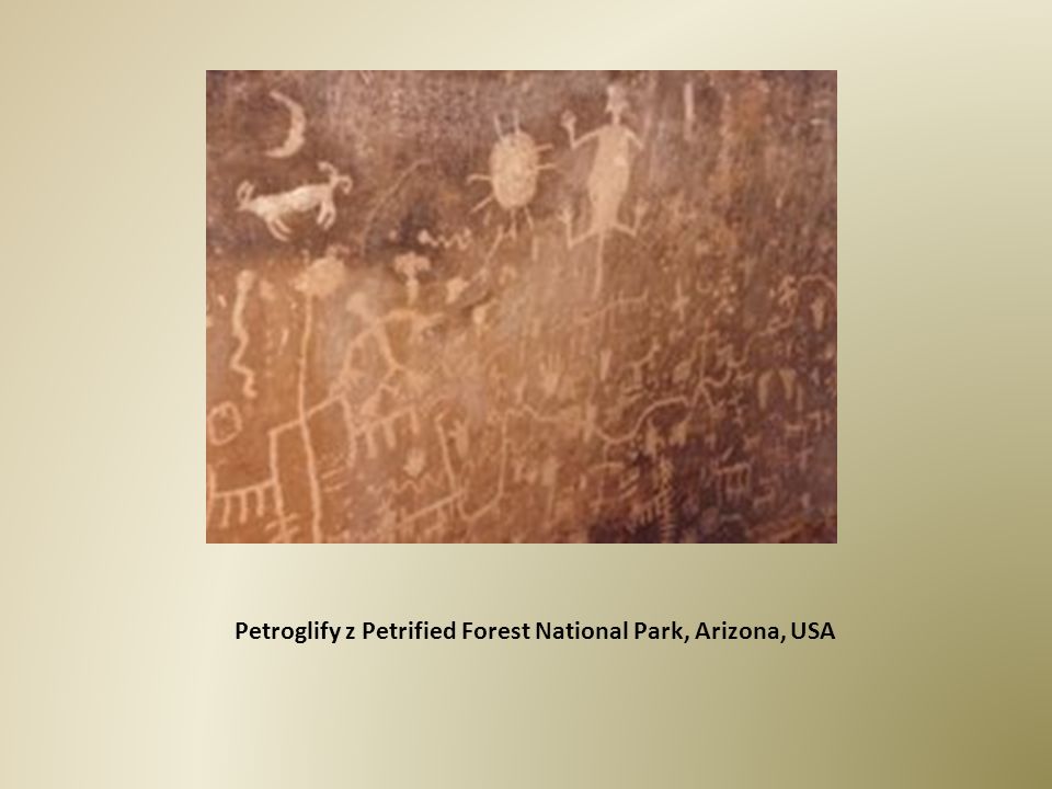 Petroglify z Petrified Forest National Park, Arizona, USA