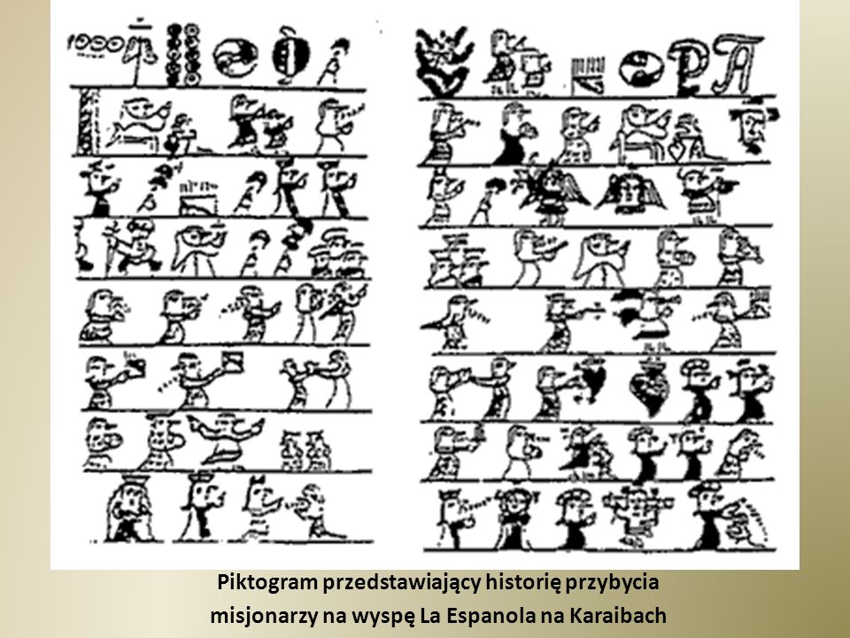 Piktogram przedstawiający historię przybycia
