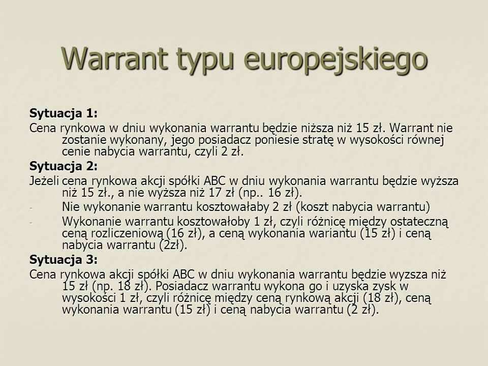 Warrant typu europejskiego