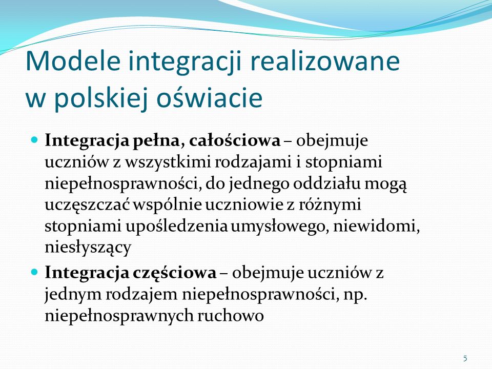 Modele integracji realizowane w polskiej oświacie