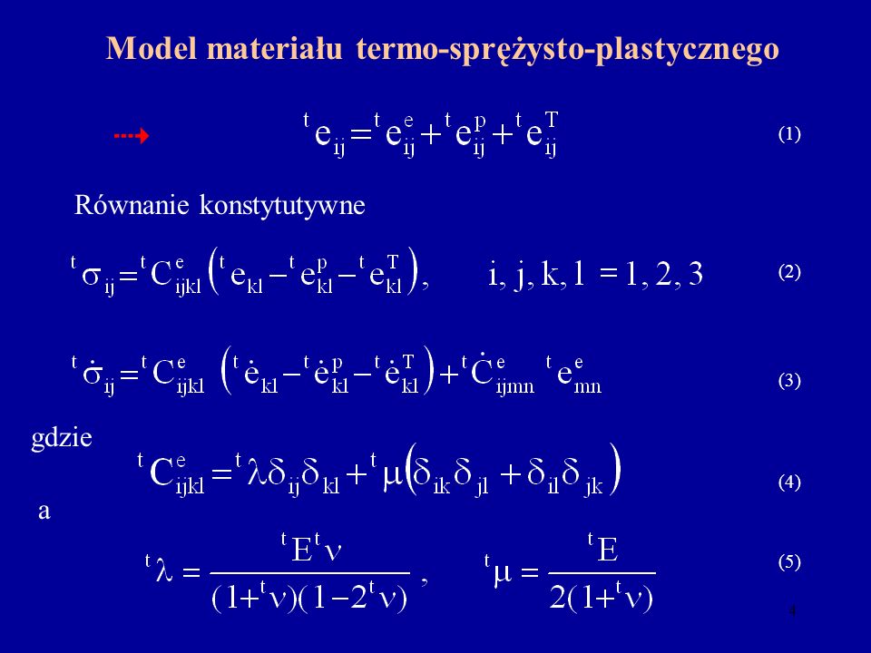 Model materiału termo-sprężysto-plastycznego