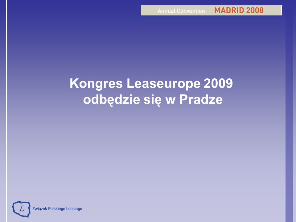 Kongres Leaseurope 2009 odbędzie się w Pradze