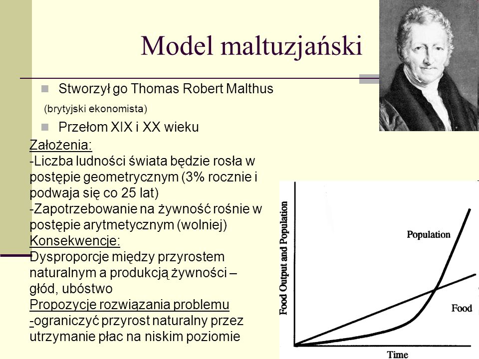 Model maltuzjański Stworzył go Thomas Robert Malthus