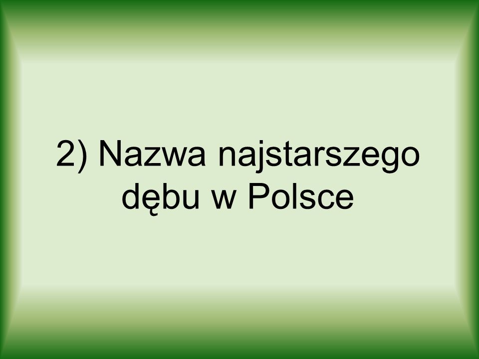 2) Nazwa najstarszego dębu w Polsce
