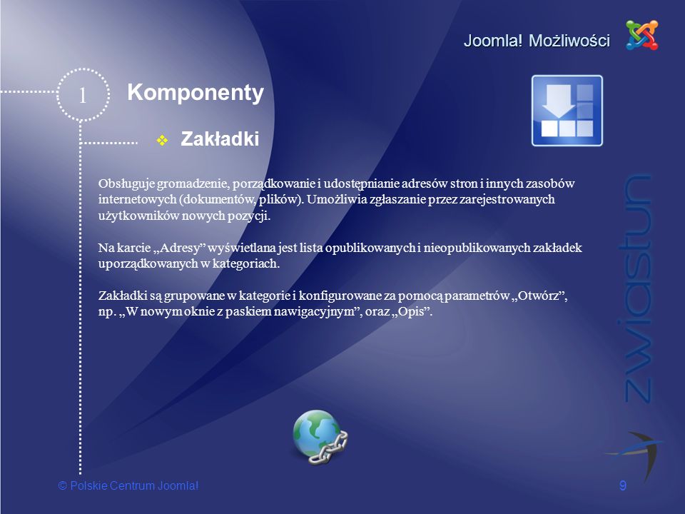 1 Komponenty Zakładki Joomla! Możliwości