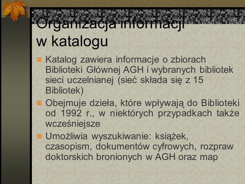 Organizacja informacji w katalogu