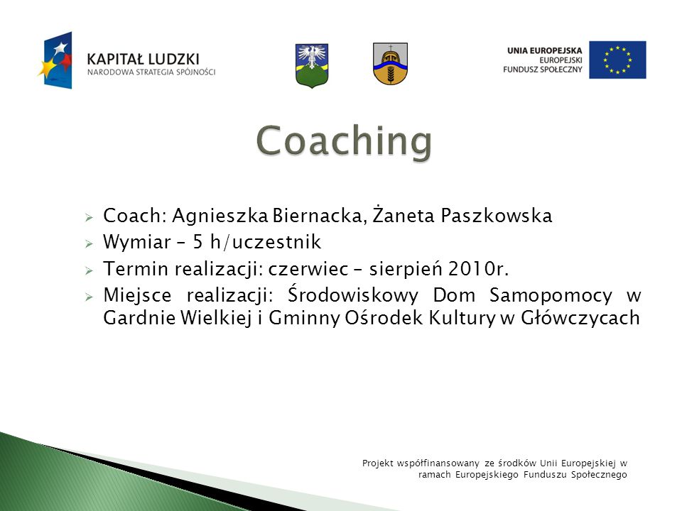 Coaching Coach: Agnieszka Biernacka, Żaneta Paszkowska