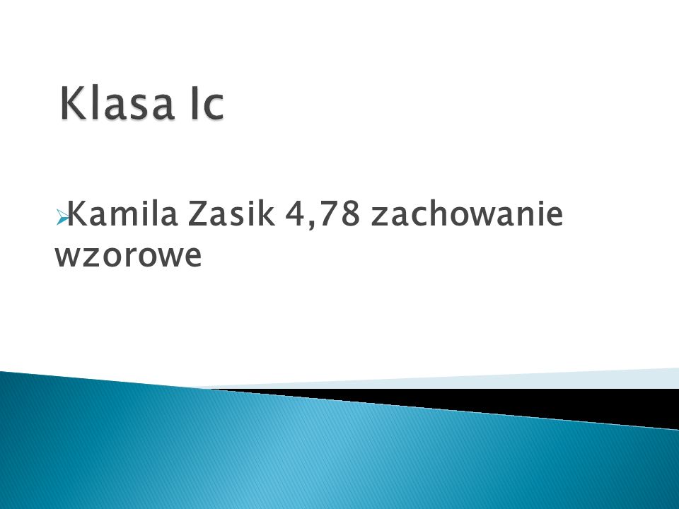 Kamila Zasik 4,78 zachowanie wzorowe
