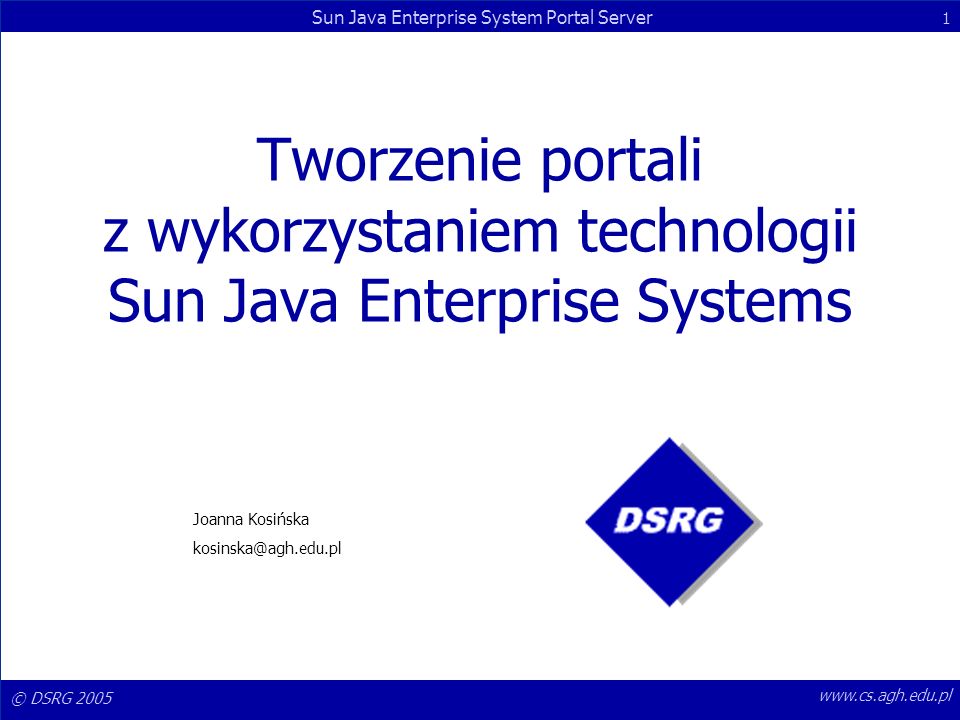 Tworzenie portali z wykorzystaniem technologii Sun Java Enterprise Systems