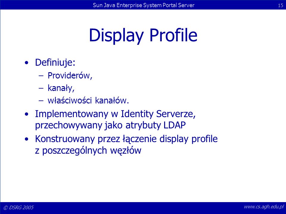 Display Profile Definiuje: