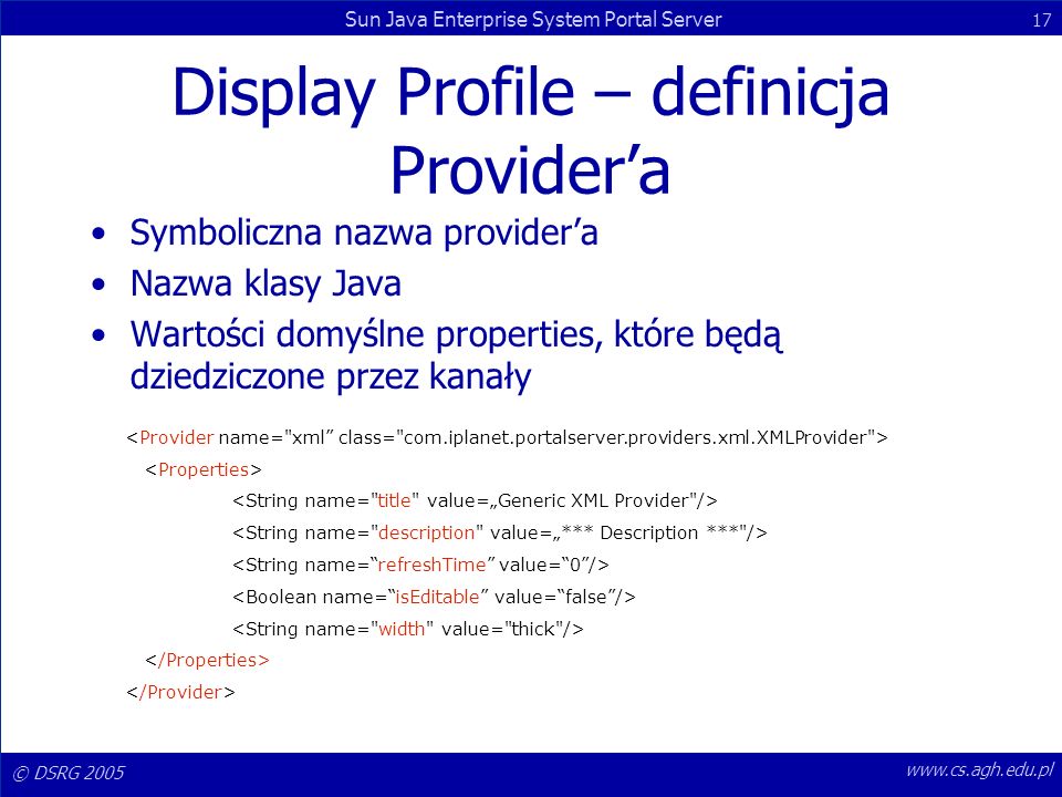 Display Profile – definicja Provider’a