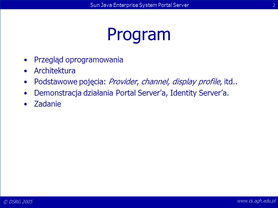 Program Przegląd oprogramowania Architektura