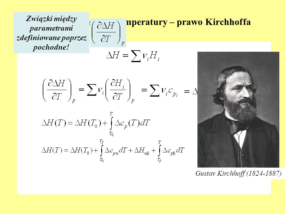 Zależność ∆H od temperatury – prawo Kirchhoffa
