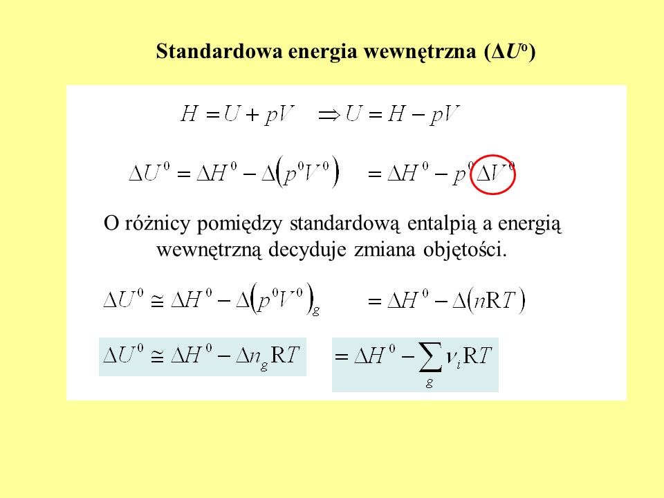 Standardowa energia wewnętrzna (ΔUo)