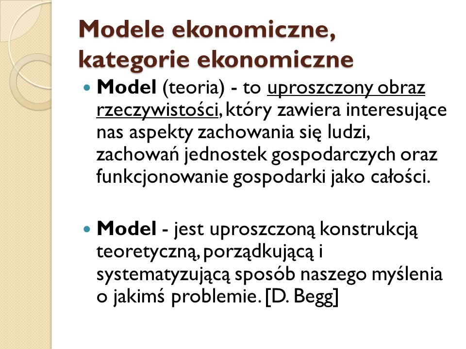 Modele ekonomiczne, kategorie ekonomiczne