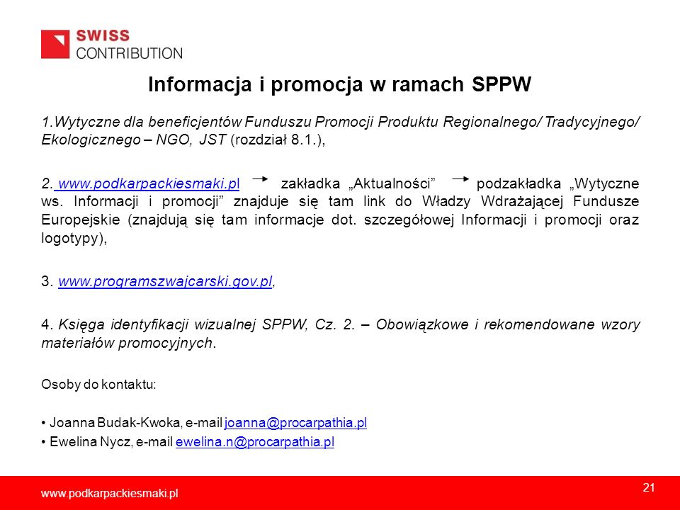 Informacja i promocja w ramach SPPW