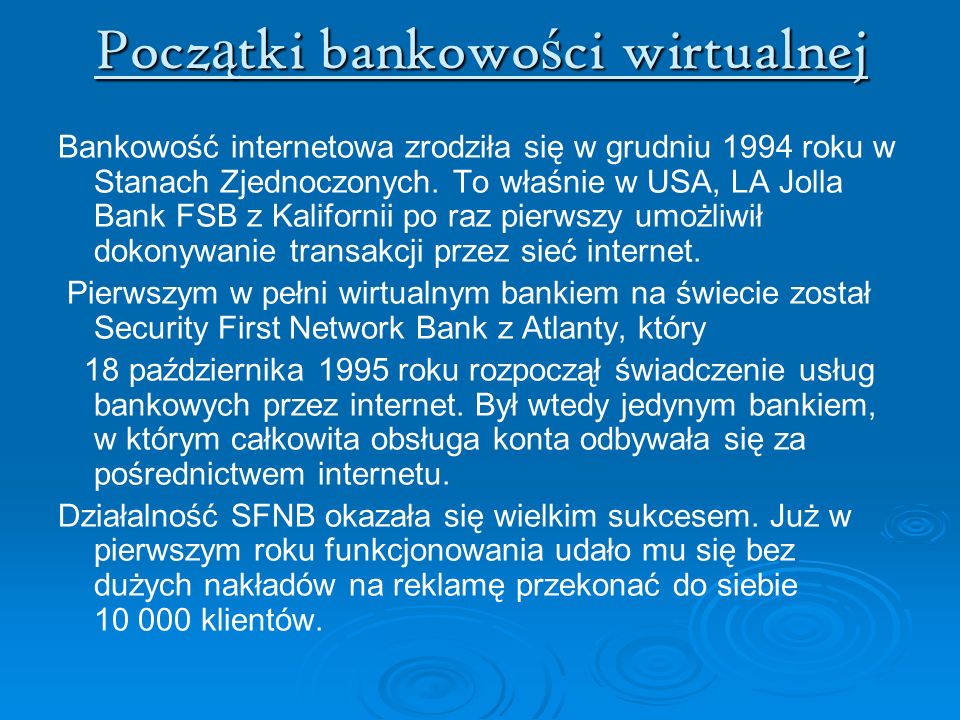 Początki bankowości wirtualnej