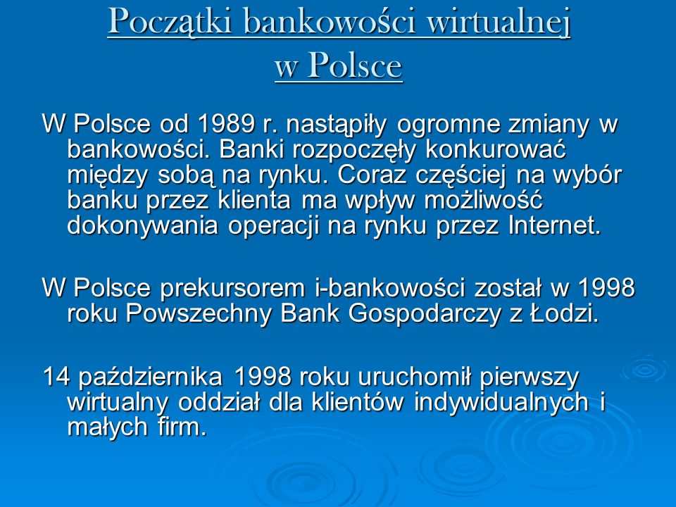 Początki bankowości wirtualnej w Polsce