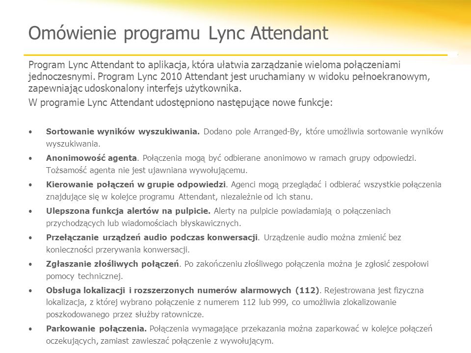 Omówienie programu Lync Attendant