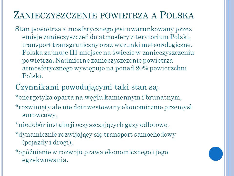 Zanieczyszczenie powietrza a Polska