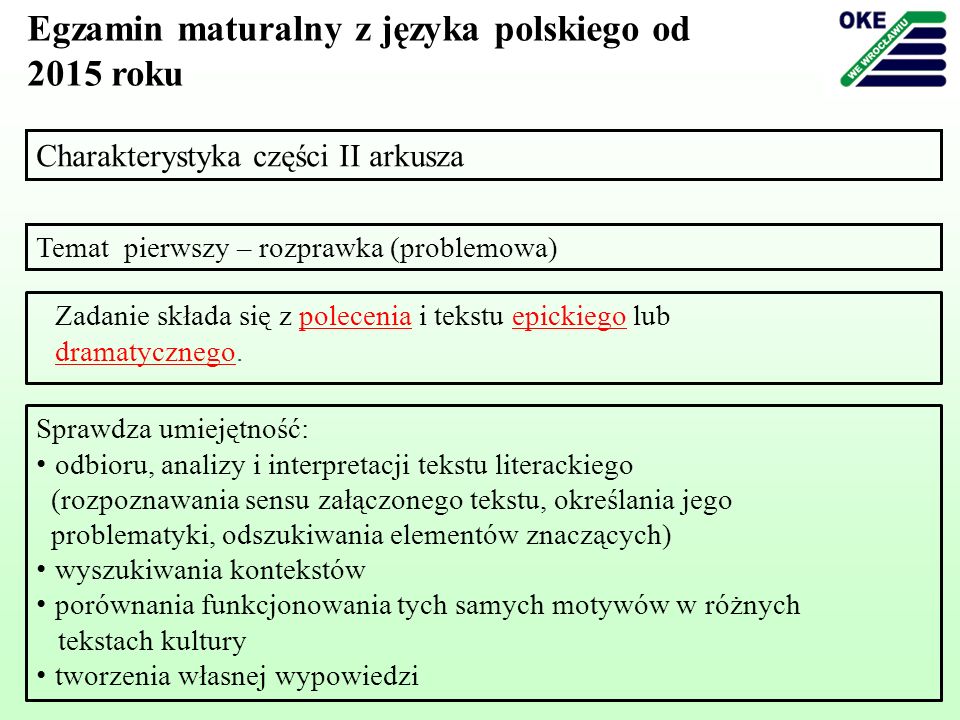 Egzamin maturalny z języka polskiego od 2015 roku