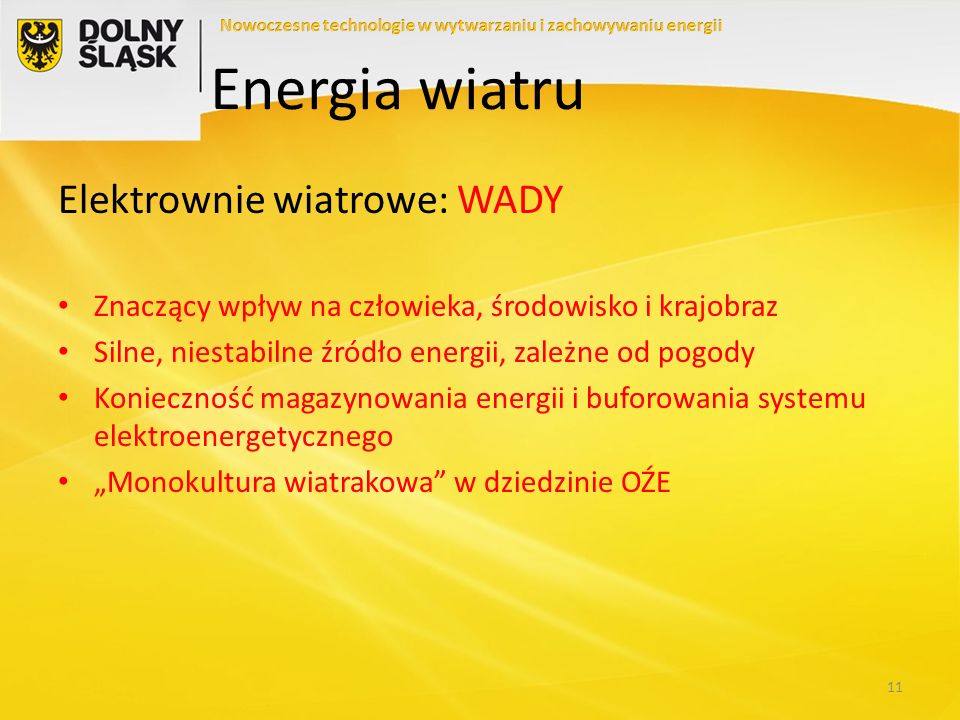 Energia wiatru Elektrownie wiatrowe: WADY