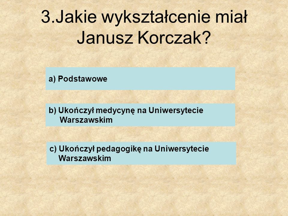 3.Jakie wykształcenie miał Janusz Korczak