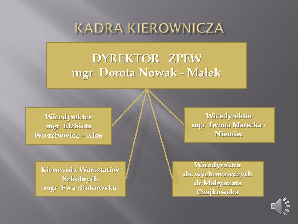 KADRA KIEROWNICZA DYREKTOR ZPEW mgr Dorota Nowak - Małek