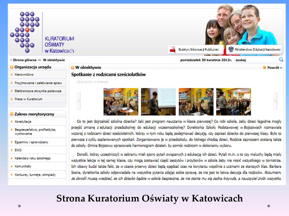 Strona Kuratorium Oświaty w Katowicach