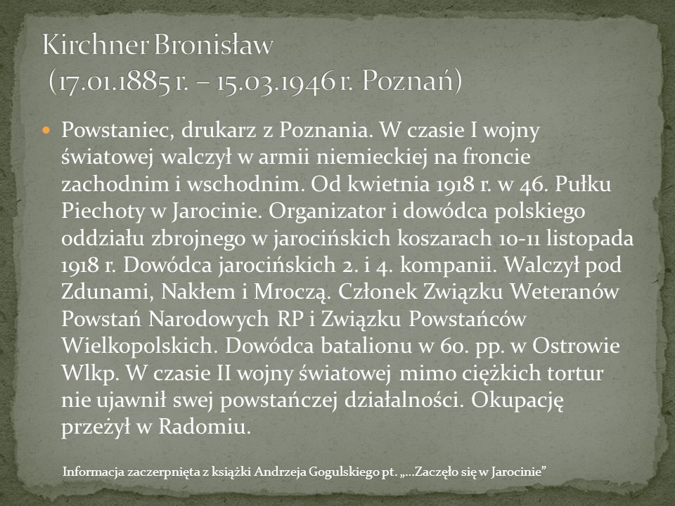 Kirchner Bronisław ( r. – r. Poznań)