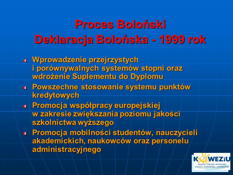 Proces Boloński Deklaracja Bolońska rok