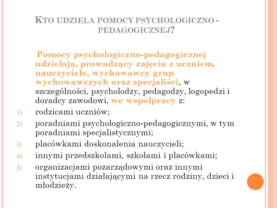 Kto udziela pomocy psychologiczno -pedagogicznej