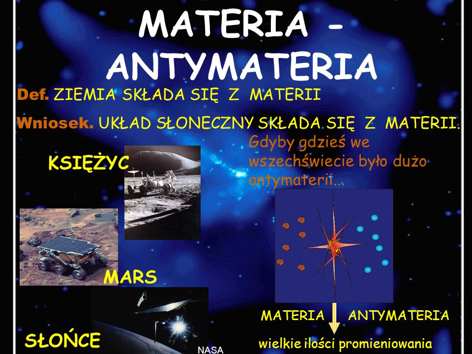 MATERIA - ANTYMATERIA KSIĘŻYC MARS SŁOŃCE