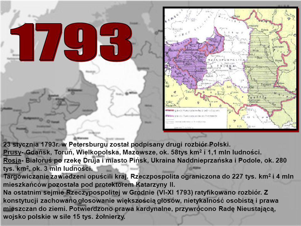 stycznia 1793r. w Petersburgu został podpisany drugi rozbiór Polski.