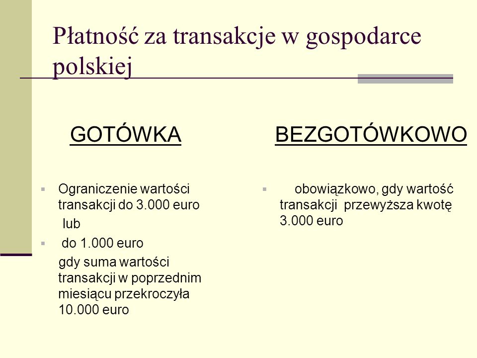 Płatność za transakcje w gospodarce polskiej