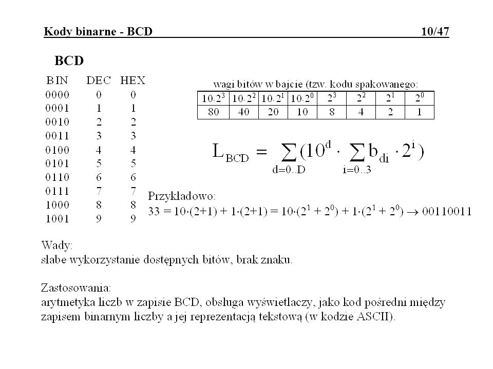 Kody binarne - BCD 10/47